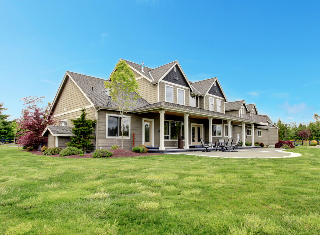 newly built residential house with big garden